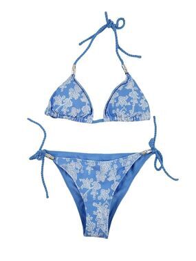 Heidi Klein Playa Paraiso Reversible Print Bikini Set Blue White Top S/Bottom M